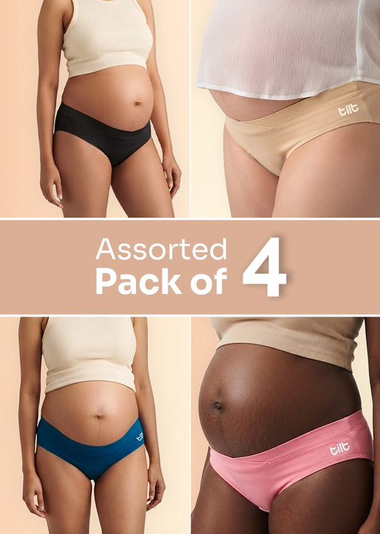 Assorted 4 Pack - Leakproof Maternity Underwear - Below Bump