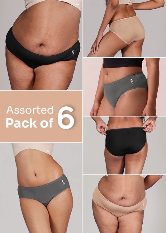 Assorted 6 Pack - Pop Bamboo Absorbent Underwear
