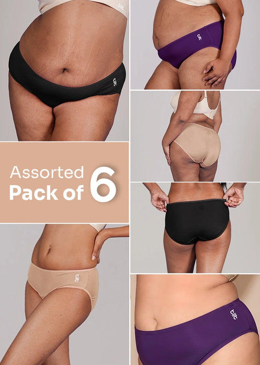 Assorted 6 Pack - Bamboo Absorbent Underwear
