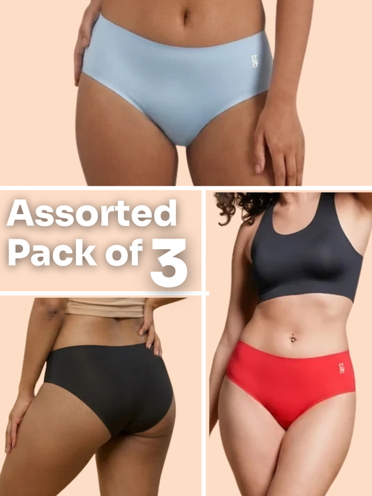 Assorted 3 Pack - Basics Mid-waist Seamless Underwear