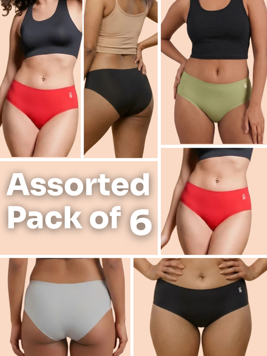 Assorted 6 Pack - Mid-waist Seamless Underwear