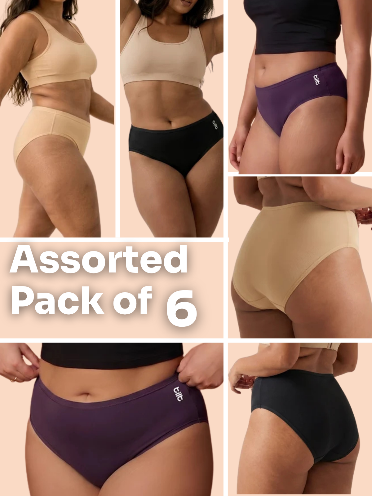 Assorted 6 Pack - Bamboo Absorbent Underwear