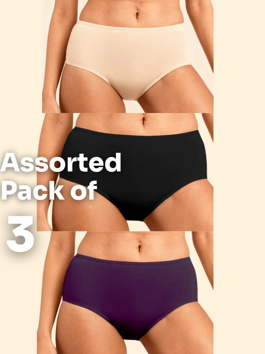 Assorted 3 Pack - Mid-waist Absorbent Underwear