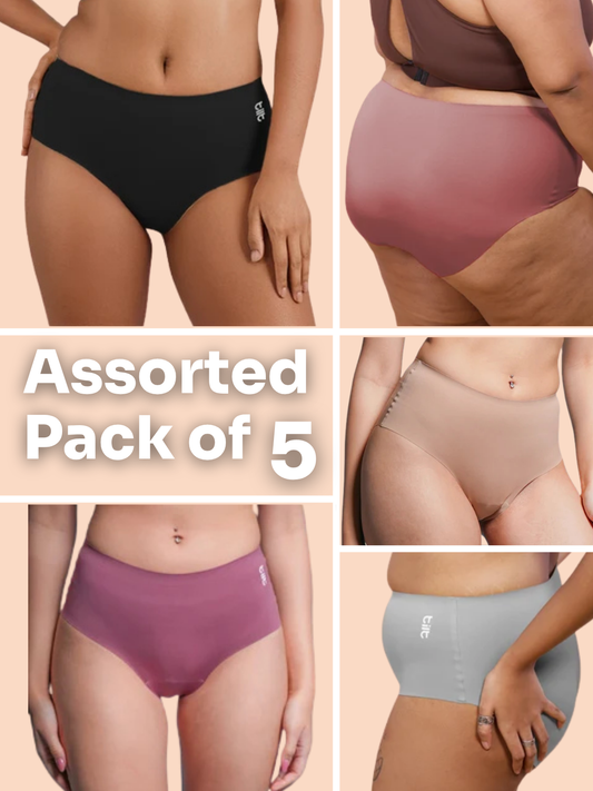 Assorted 5 Pack - High-waist Seamless Underwear