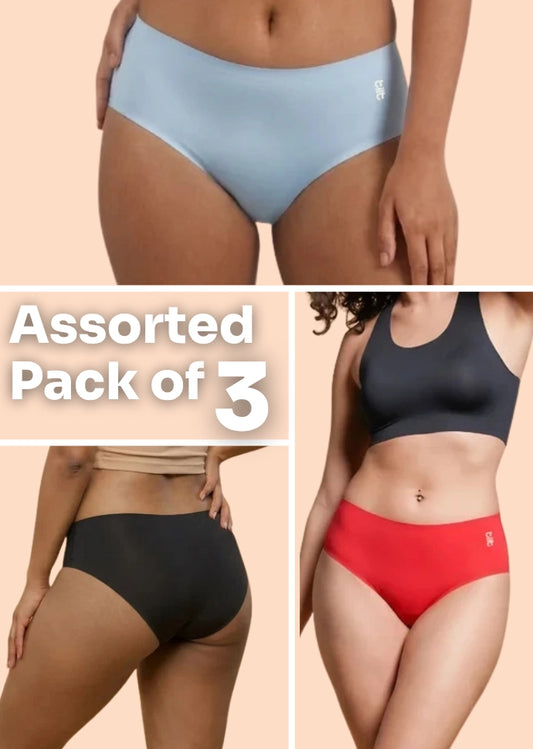 Assorted 3 Pack - Basics Mid-waist Seamless Underwear
