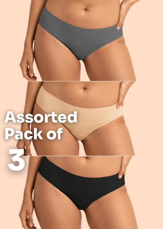 Assorted 3 Pack - Low-waist Absorbent Underwear