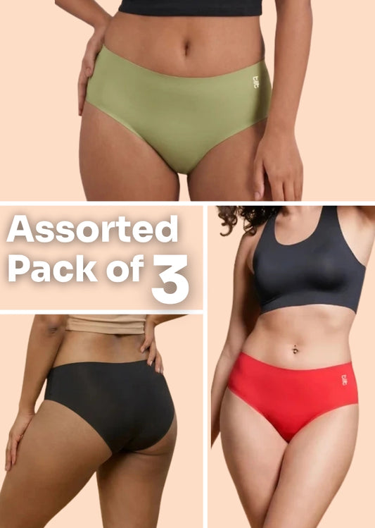 Assorted 3 Pack - Pop Mid-waist Seamless Underwear