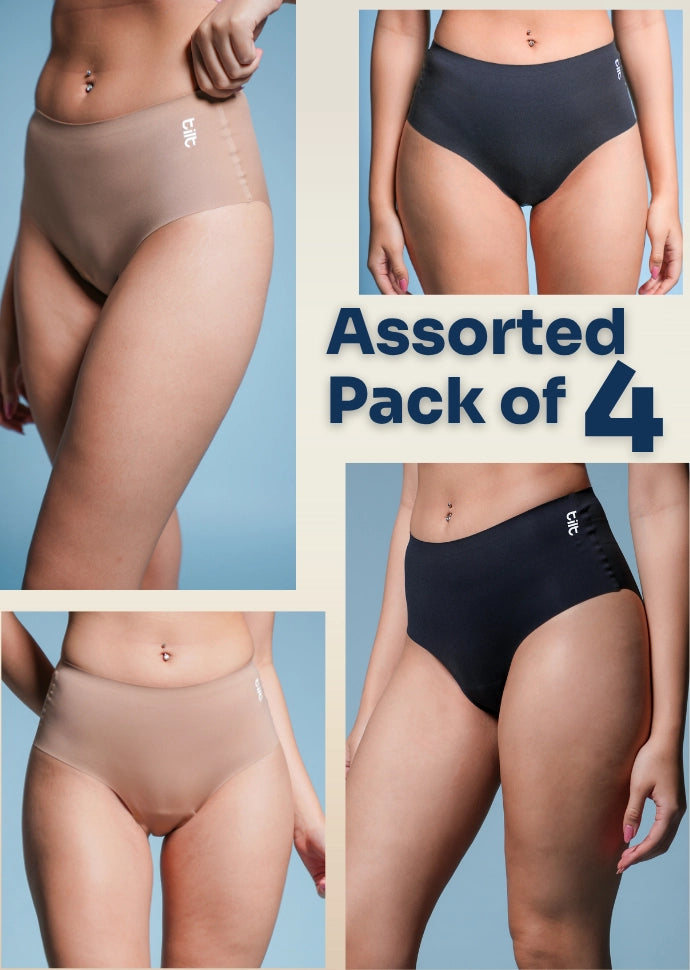 Assorted 4 Pack - High-waist Seamless Underwear