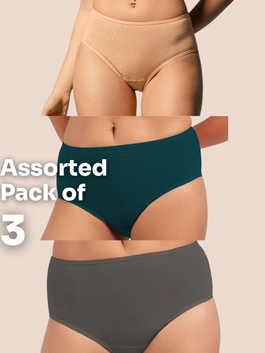Assorted 3 Pack - Mid-waist Absorbent Underwear