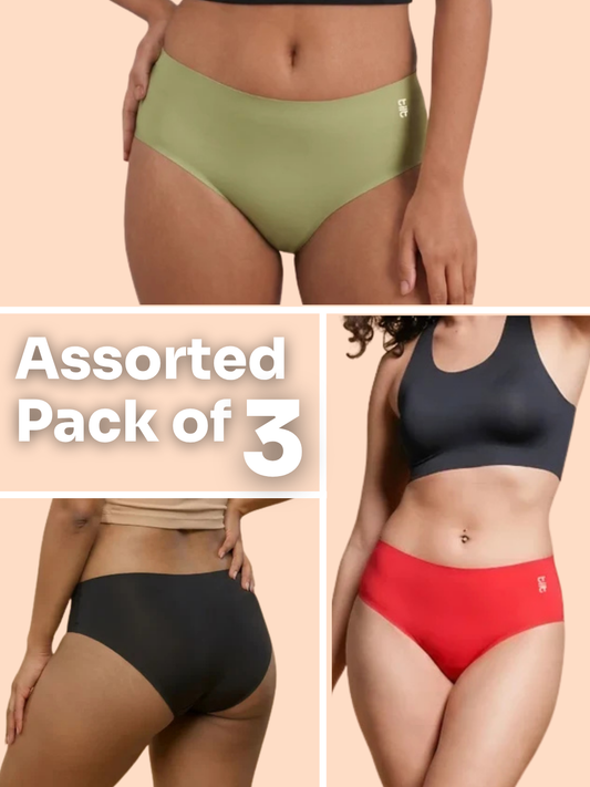Assorted 3 Pack - Mid-waist Seamless Underwear