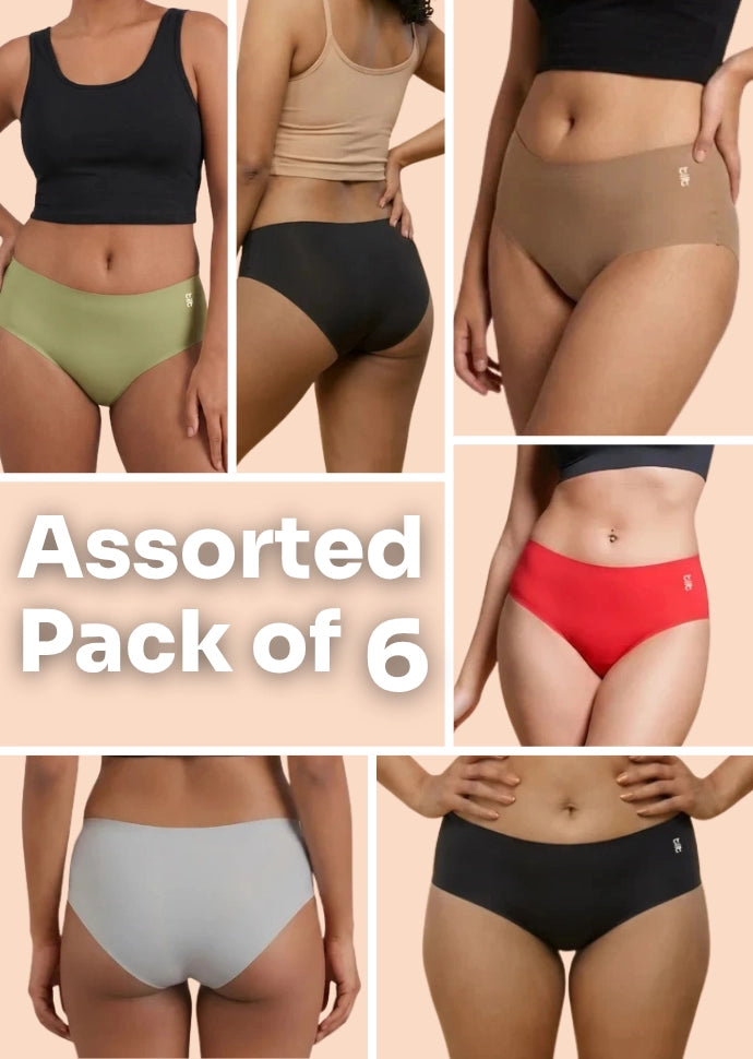 Assorted 6 Pack - Mid-waist Seamless Underwear