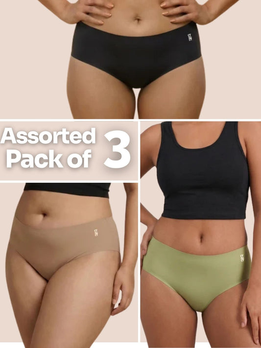 Assorted 3 Pack - Basics Mid-waist Seamless Underwear