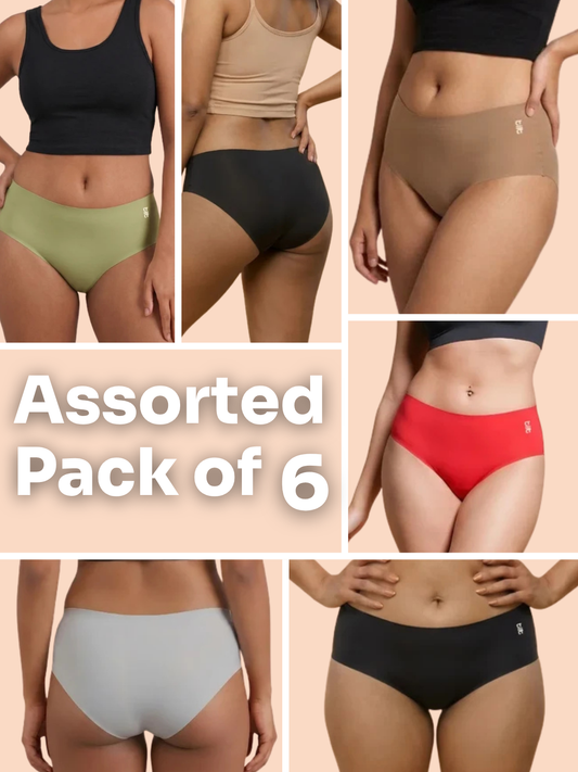 Assorted 6 Pack - Mid-waist Seamless Underwear