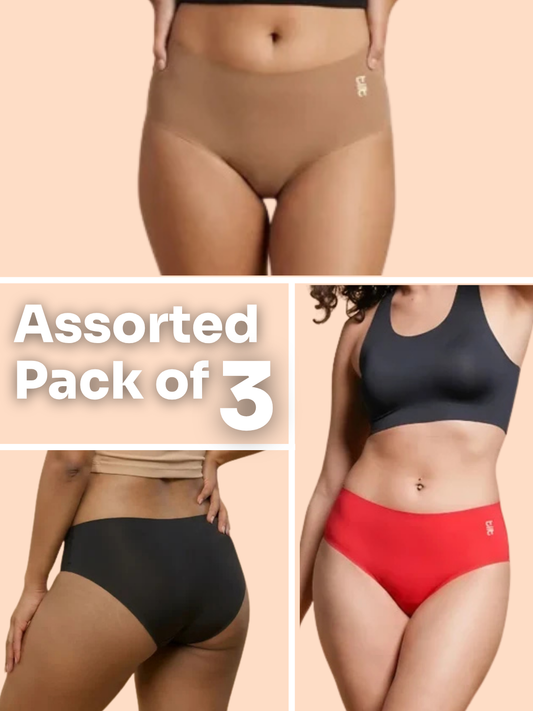 Assorted 3 Pack - Basics Mid-waist Seamless Underwear