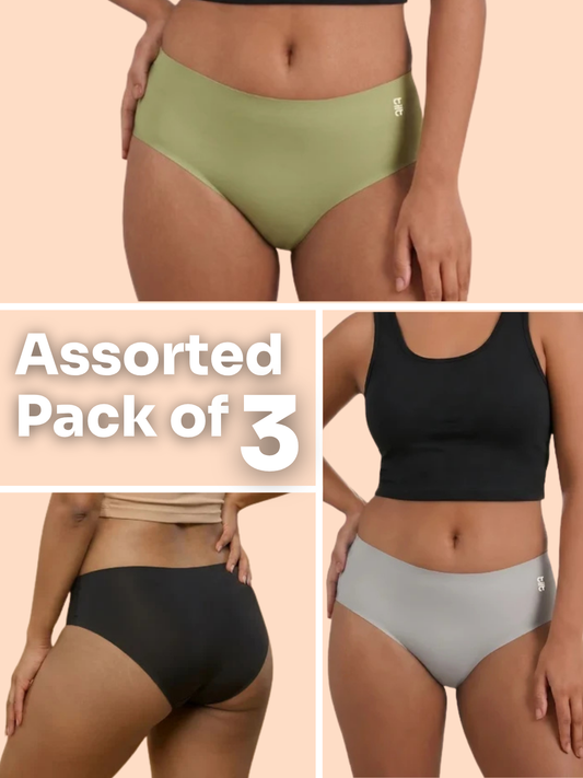 Assorted 3 Pack - Mid-waist Seamless Underwear
