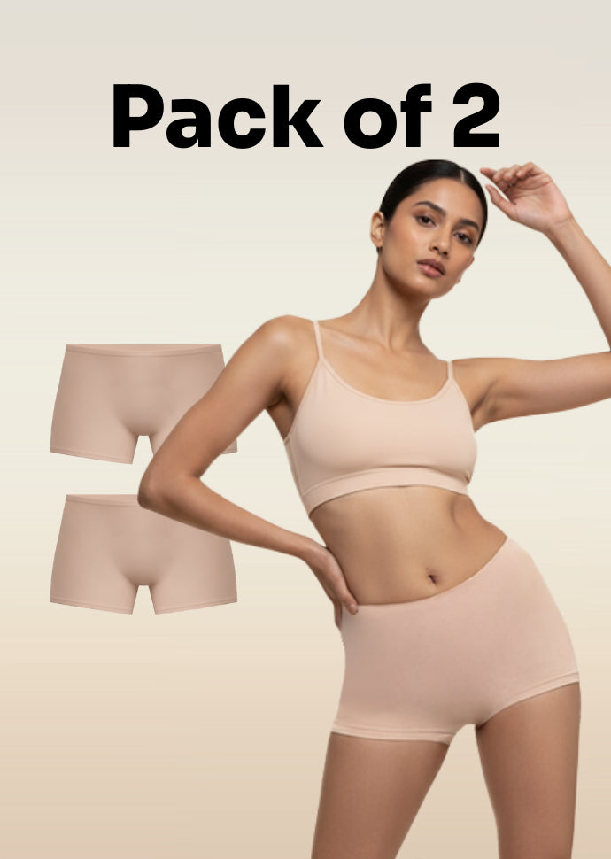 2 Pack - Beige Absorbent Boyshorts