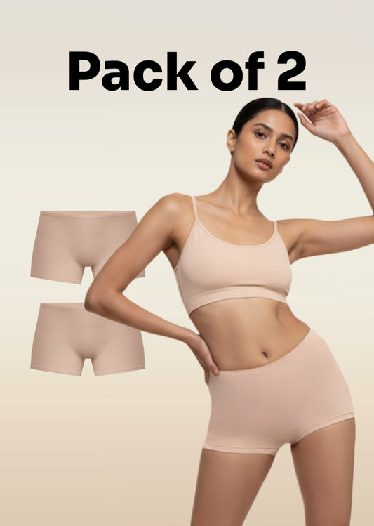 2 Pack - Beige Absorbent Boyshorts