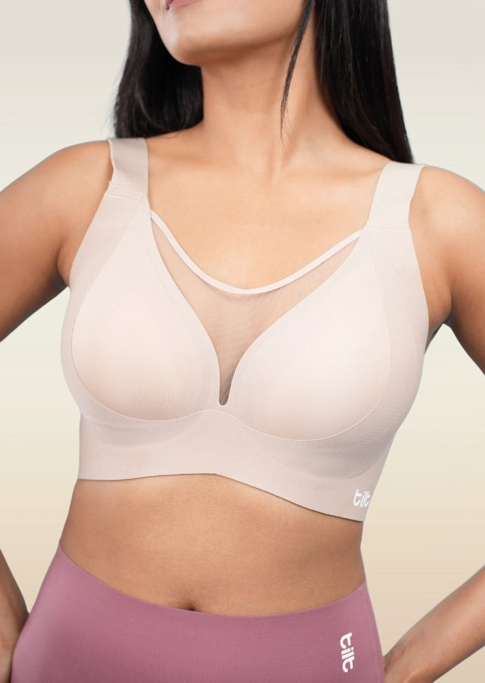 Set - Beige Minimiser Bra and Pink Shaper Underwear