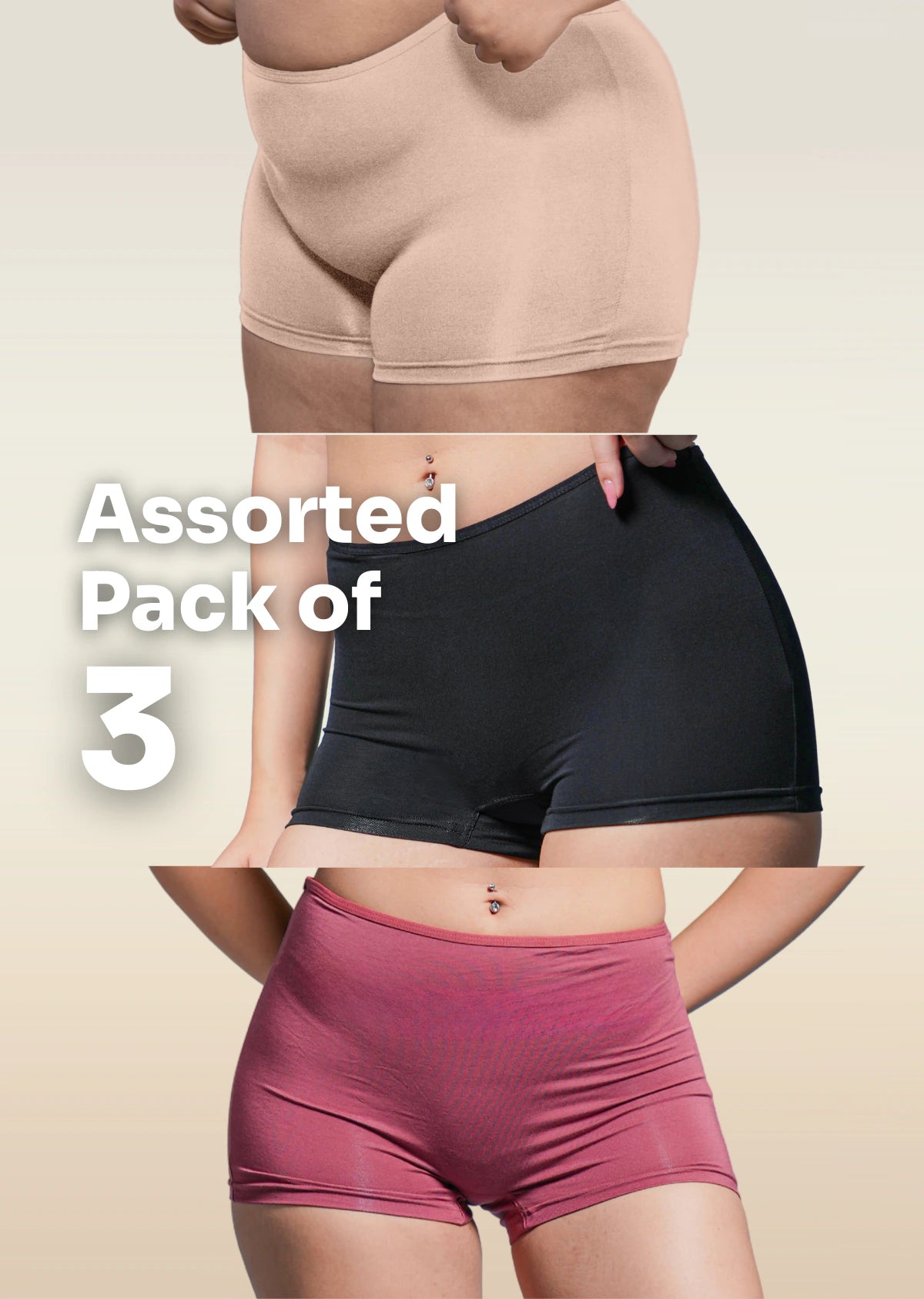 3 Pack - Absorbent Boyshorts