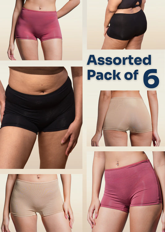 6 Pack - Absorbent Boyshorts