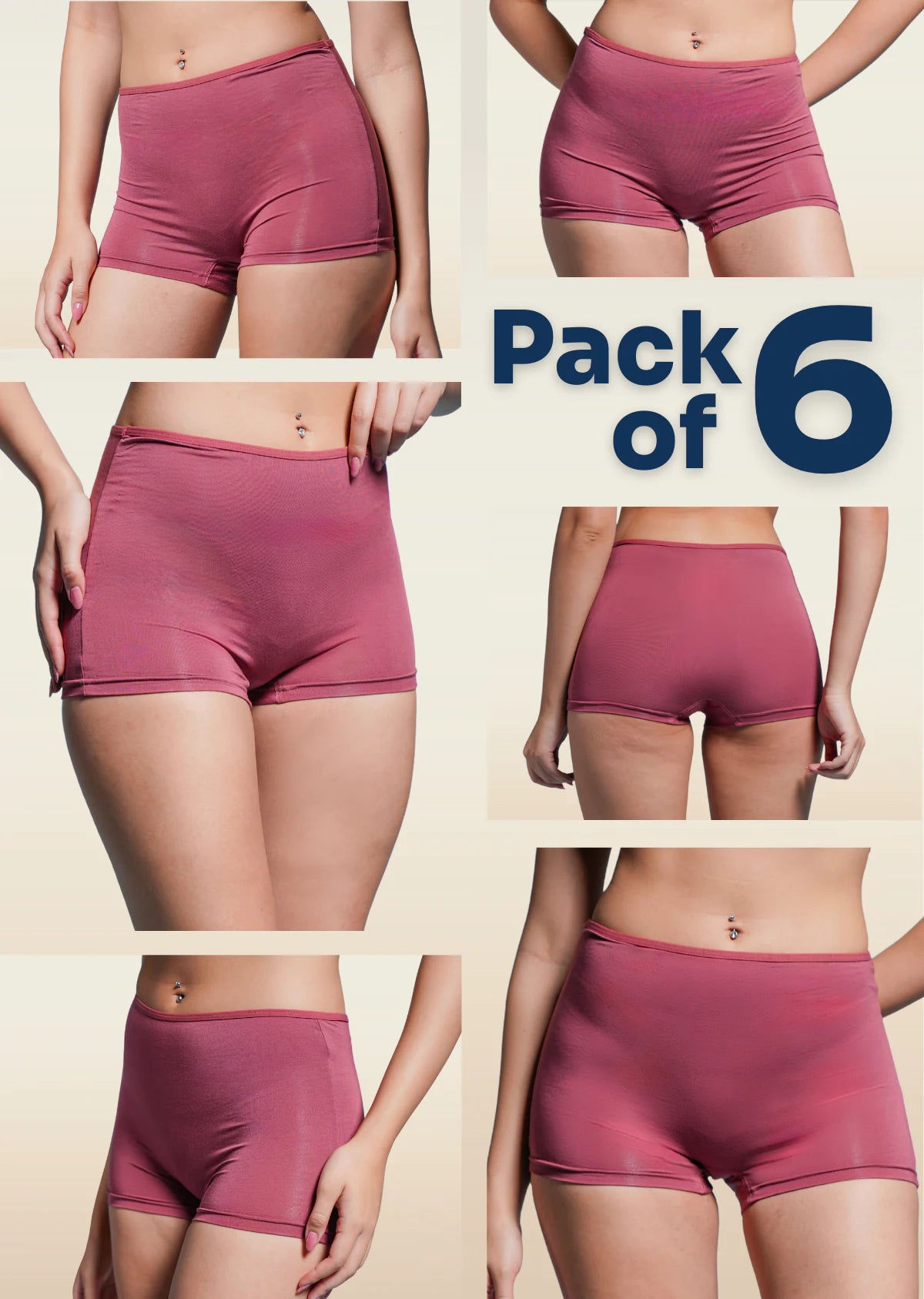 6 Pack - Red Absorbent Boyshorts