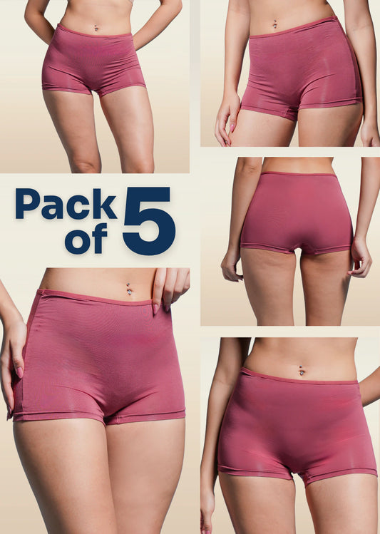 5 Pack - Red Absorbent Boyshorts