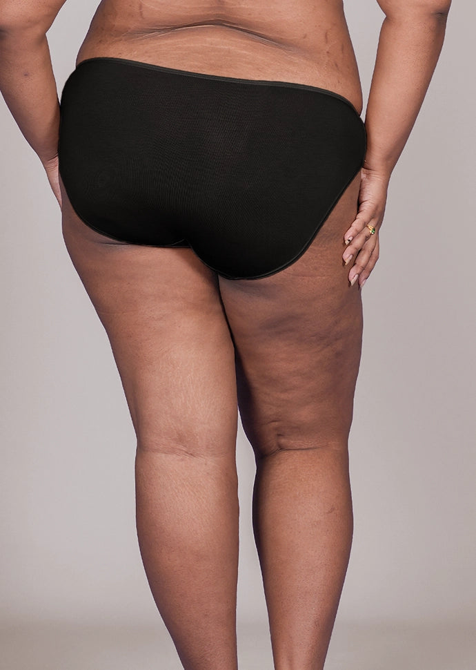 4 Pack - Black Low-waist Bamboo Absorbent Underwear