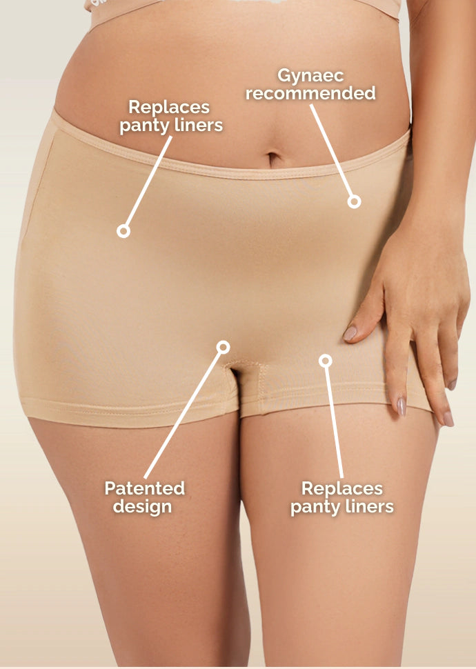 5 Pack - Beige Absorbent Boyshorts