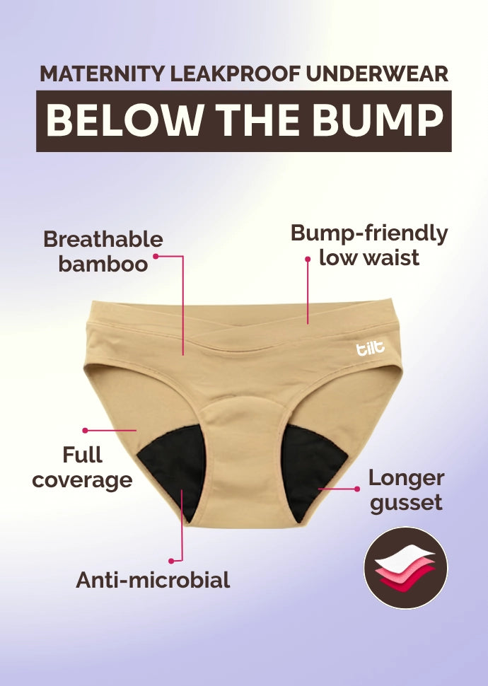 2 Pack - Leakproof Maternity Underwear Beige - Below Bump