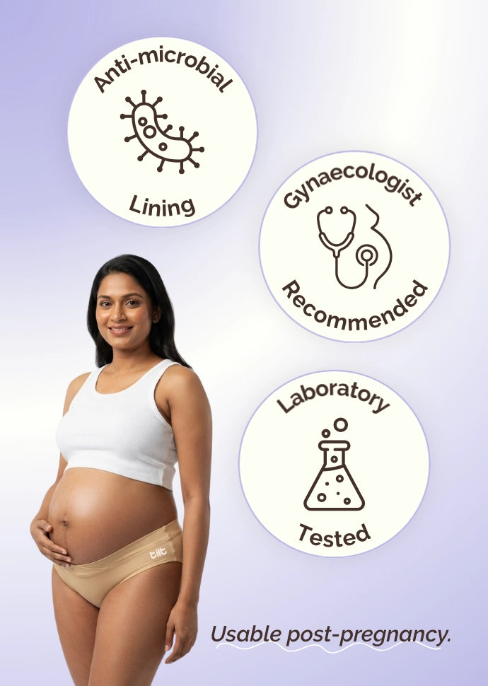2 Pack - Leakproof Maternity Underwear Beige - Below Bump