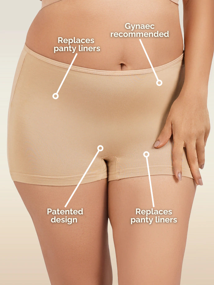 5 Pack - Beige Absorbent Boyshorts