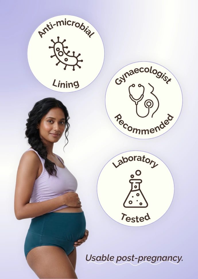 3 Pack - Leakproof Maternity Underwear Blue - Over Bump