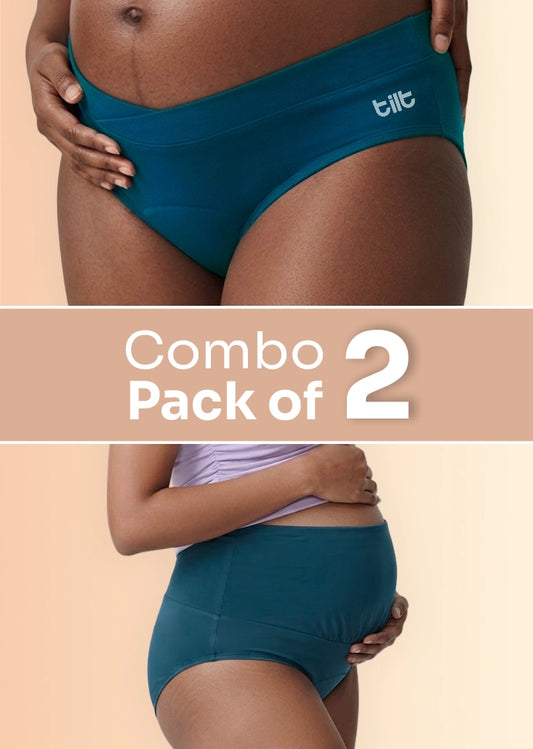 2 Pack - Over & Under Bump Leakproof Maternity Underwear - Blue
