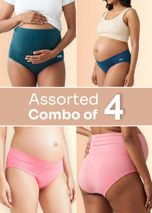 Assorted 4 Pack - Over & Under Bump Leakproof Maternity Underwear