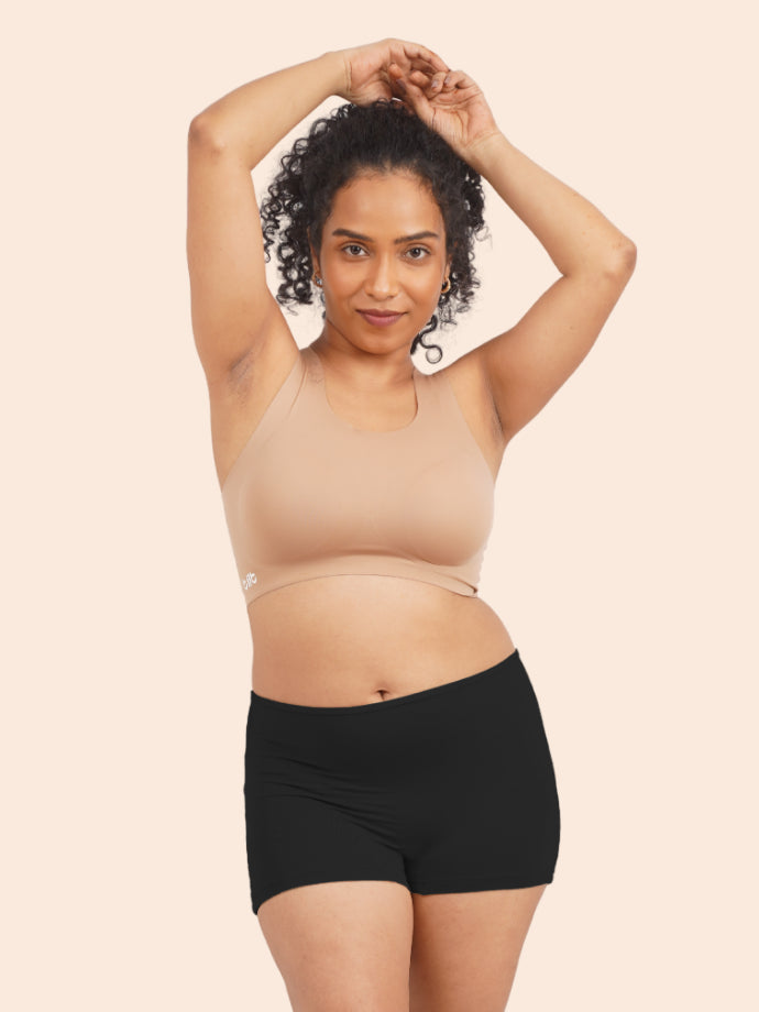 Assorted Pack of 6 - Moisture-Wicking Modal Boyshorts - Black, Beige and Red