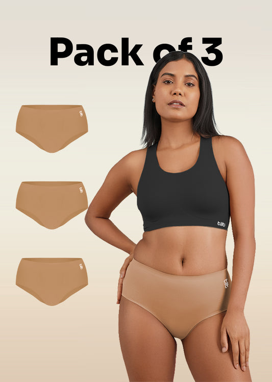 3 Pack - Beige Seamless Underwear