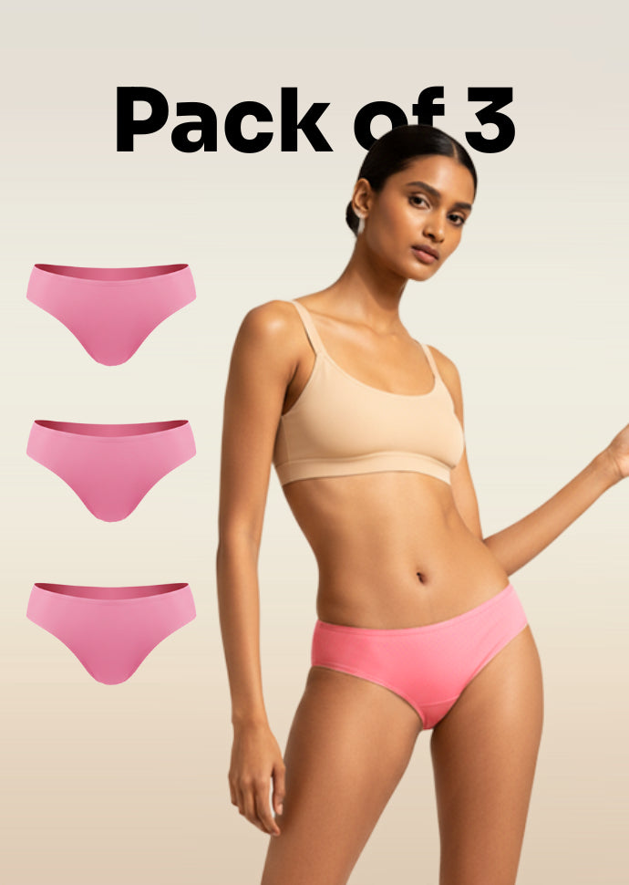 3 Pack - Pink Low-waist Absorbent Underwear
