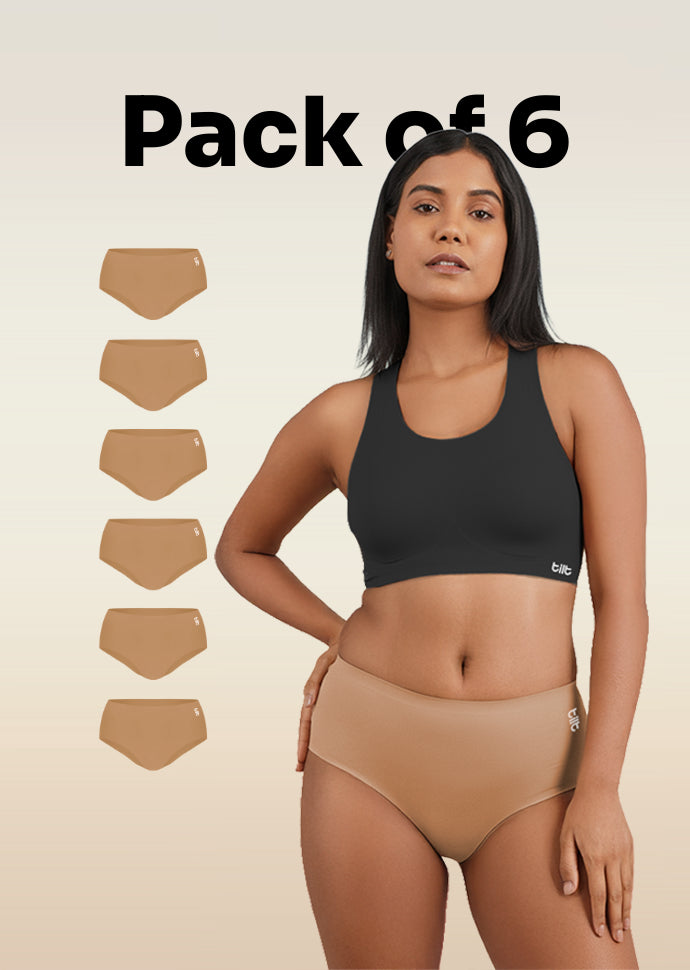 6 Pack - Beige Seamless Underwear