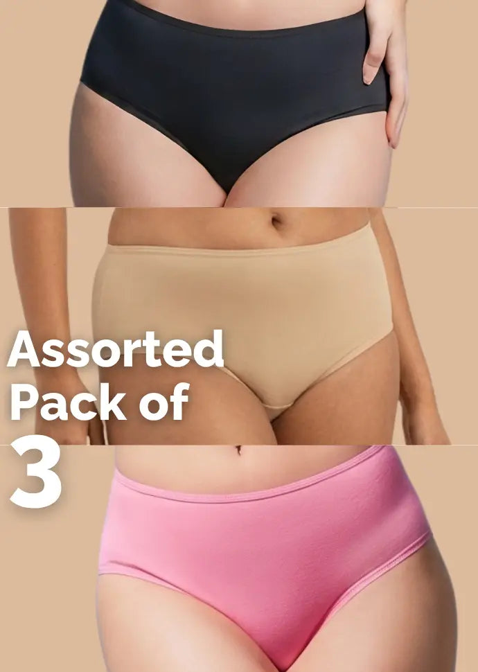 Assorted 3 Pack - Mid-waist Absorbent Underwear