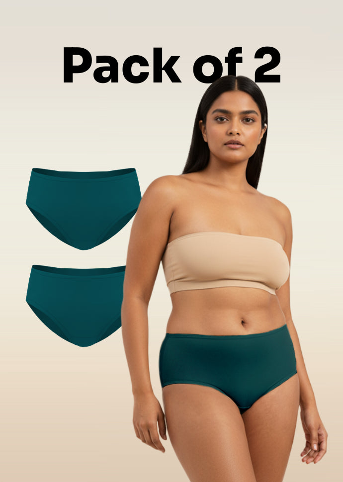 2 Pack - Teal Mid-waist Absorbent Underwear