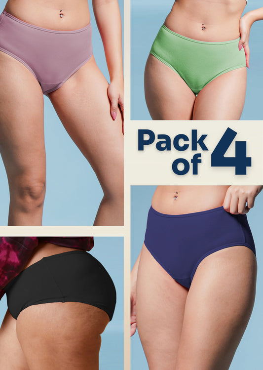 Assorted 4 Pack - High-waist Bamboo Underwear