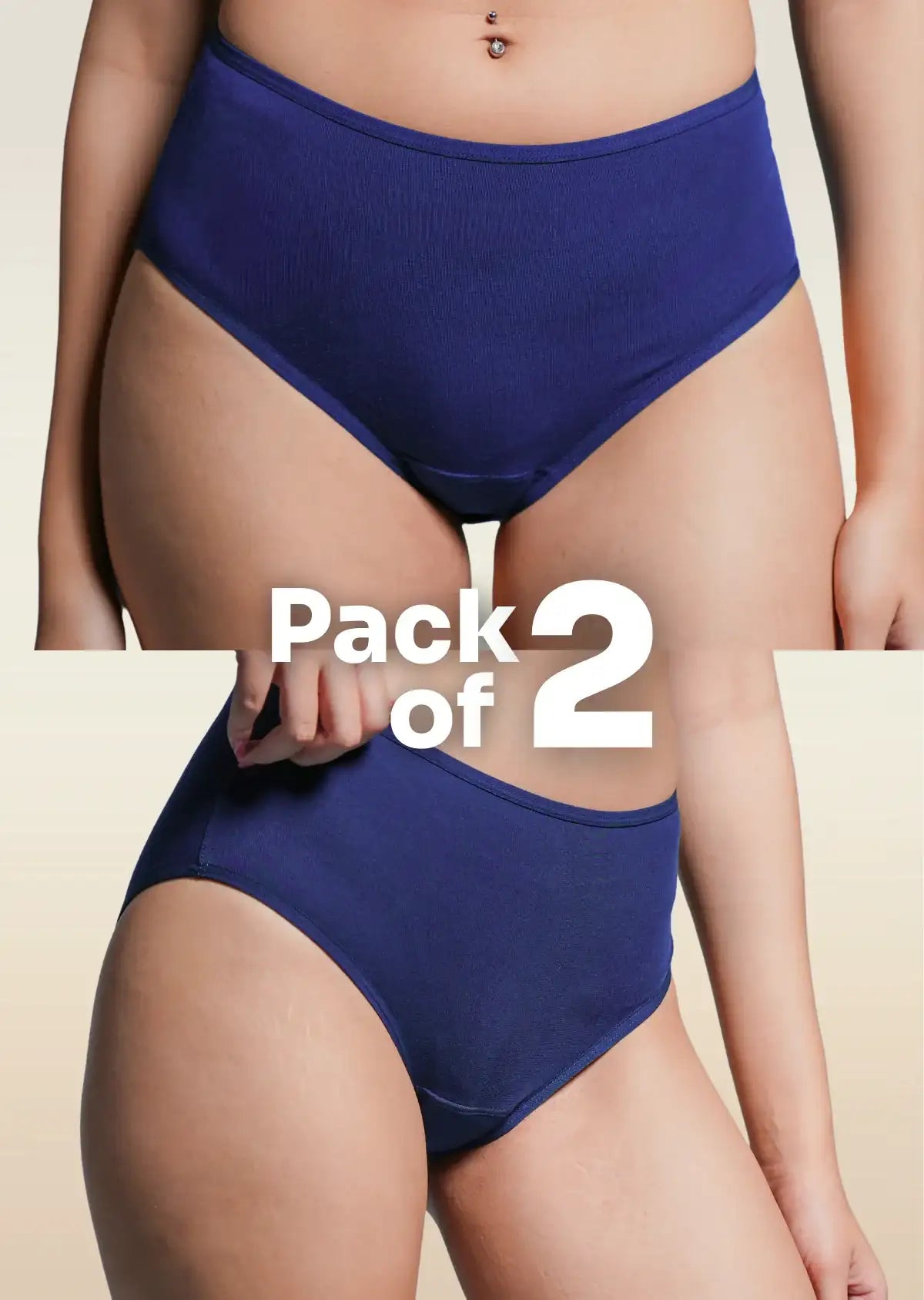 2 Pack - Blue High-waist Bamboo Underwear