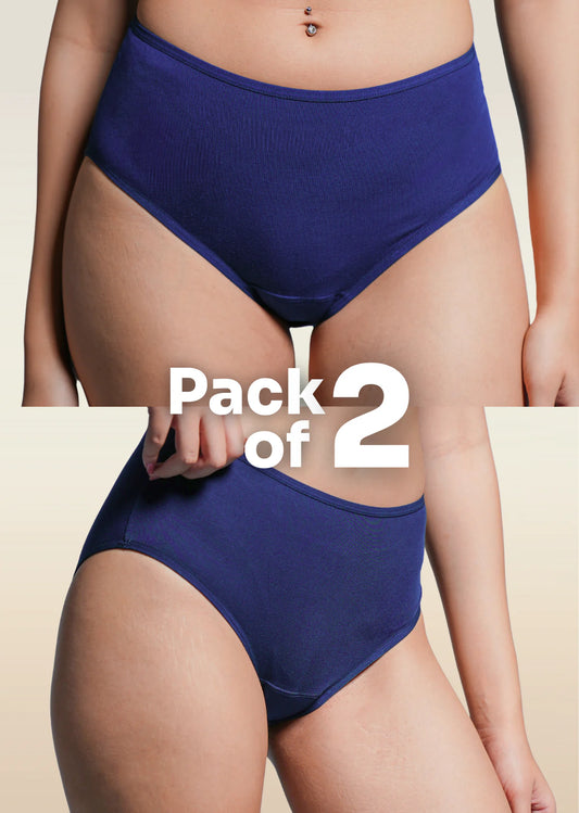 2 Pack - Blue High-waist Bamboo Underwear