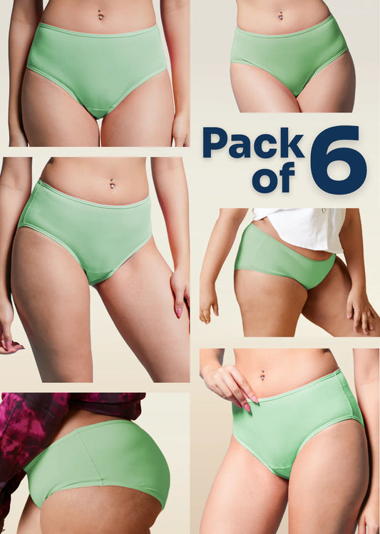 6 Pack - Green High-waist Bamboo Underwear