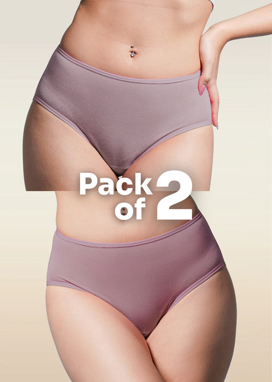 2 Pack - Brown High-waist Bamboo Underwear