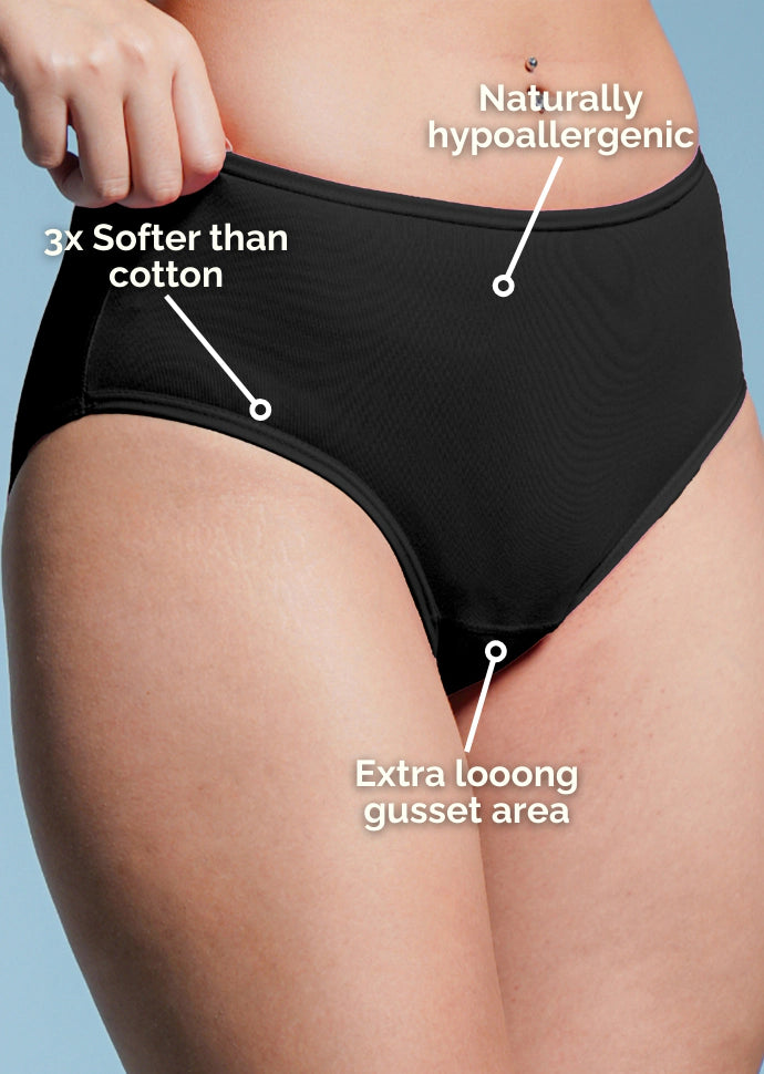 5 Pack - Black High-waist Bamboo Underwear