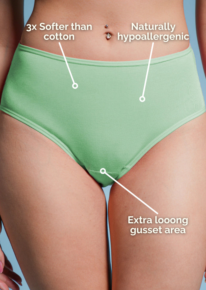 6 Pack - Green High-waist Bamboo Underwear