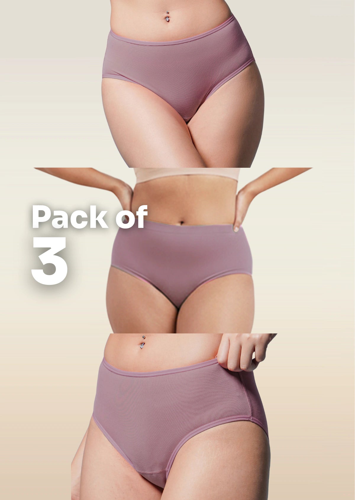 3 Pack - Brown High-waist Bamboo Underwear