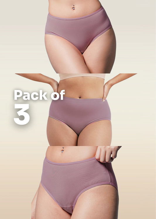 3 Pack - Brown High-waist Bamboo Underwear