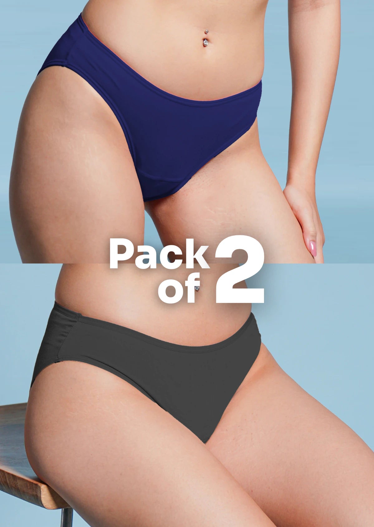Assorted 2 Pack - Low-waist Bamboo Underwear